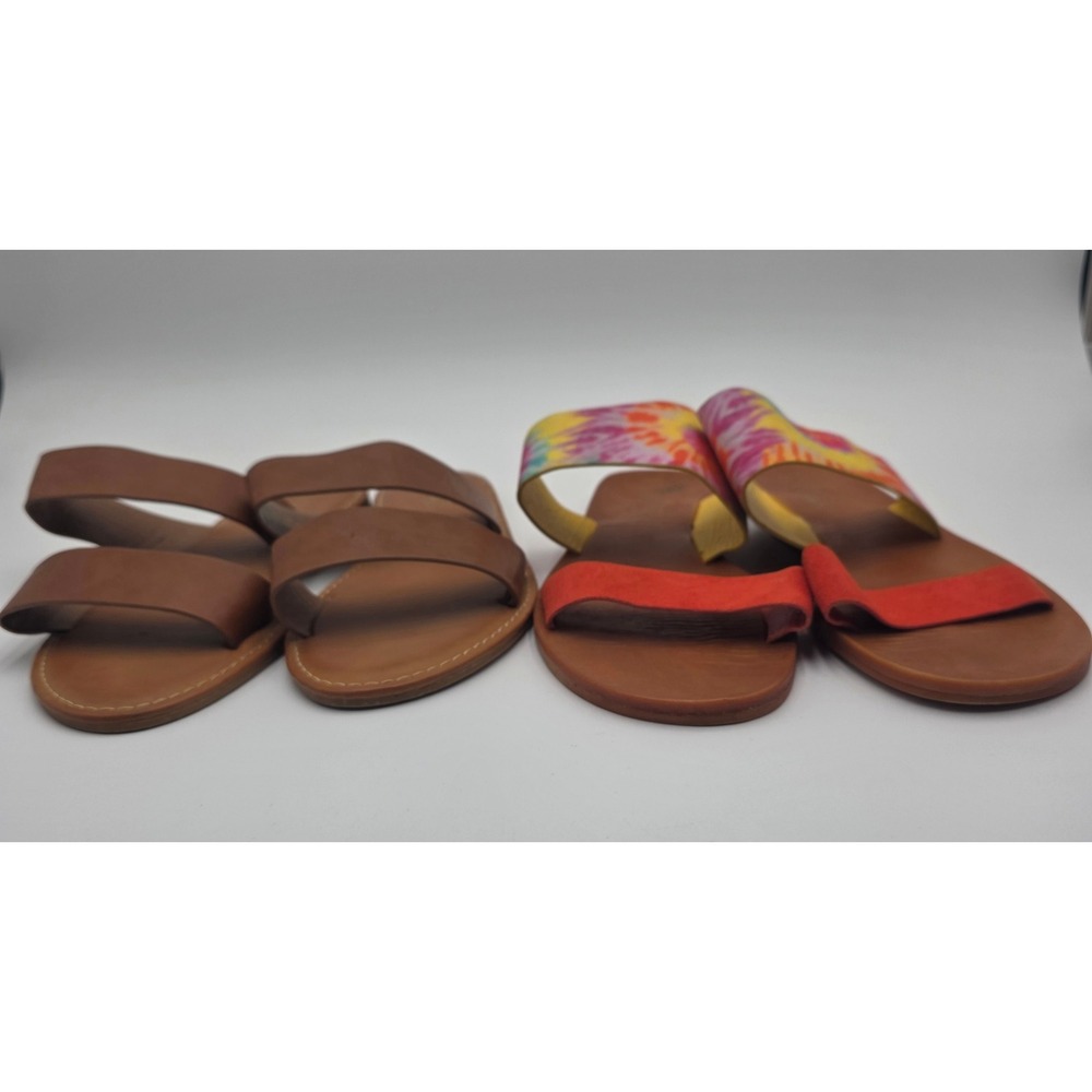Rouge Helium Women's Flat Slide Sandals Bundle Brown Tie Dye Red Size 8.5 9 - Picture 12 of 12